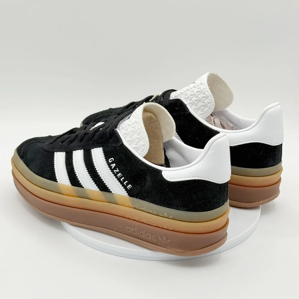 Adidas Gazelle Bold Womens Shoes Size 8.5 Black/Gum Sneakers IE0876 - NEW - Picture 4 of 11
